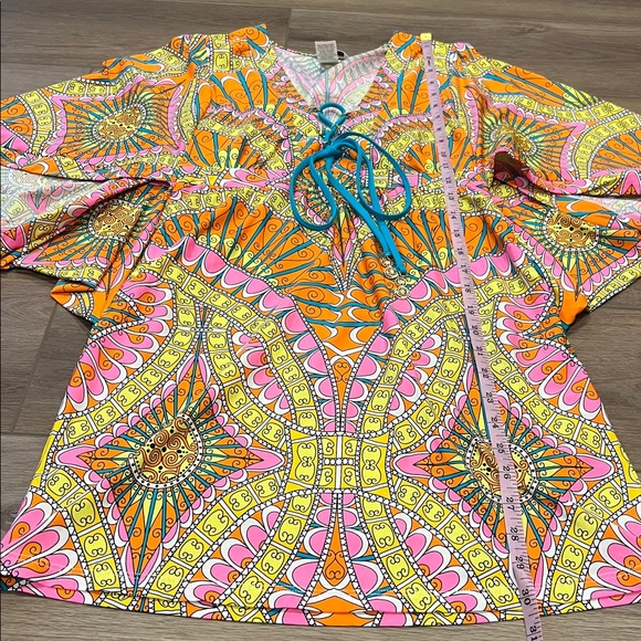 Trina Turk Vibrant Multicolor Tunic Swim Cover-up Boho, Vacation, Beach, Resort - Picture 7 of 10